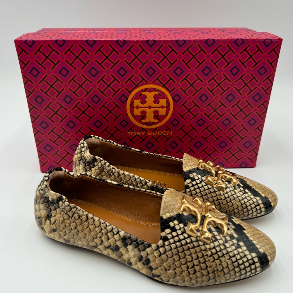 Women’s Tory Burch Eleanor Loafer Stamped Snake Print Leather Slip On NWT